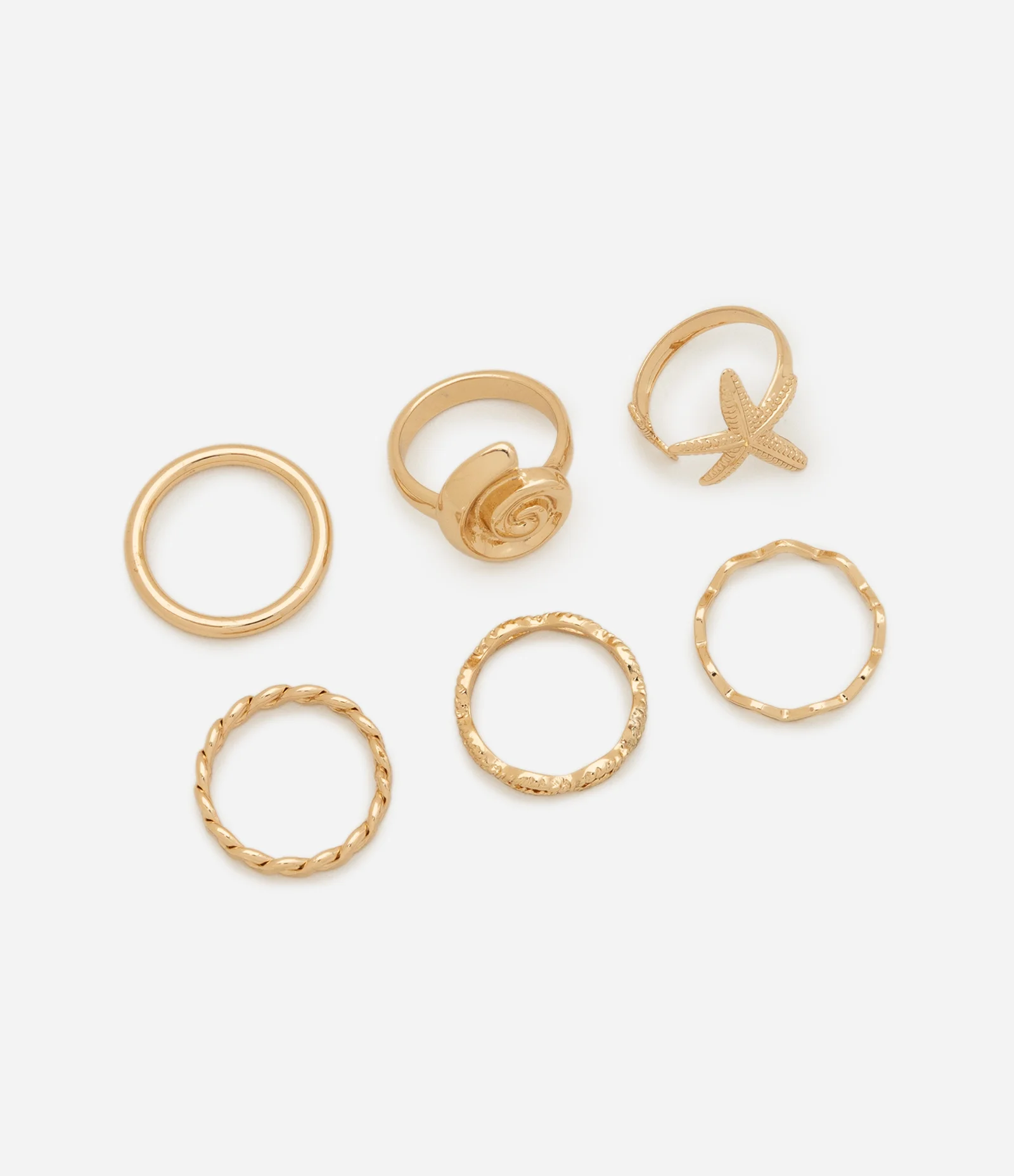 Kit 06 Anéis Delicados e Fundo do Mar Dourado 2