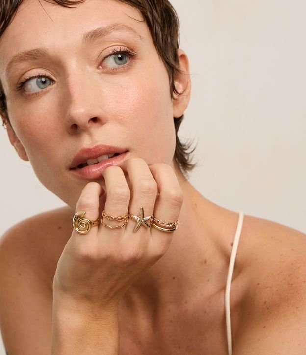 Kit 06 Anéis Delicados e Fundo do Mar