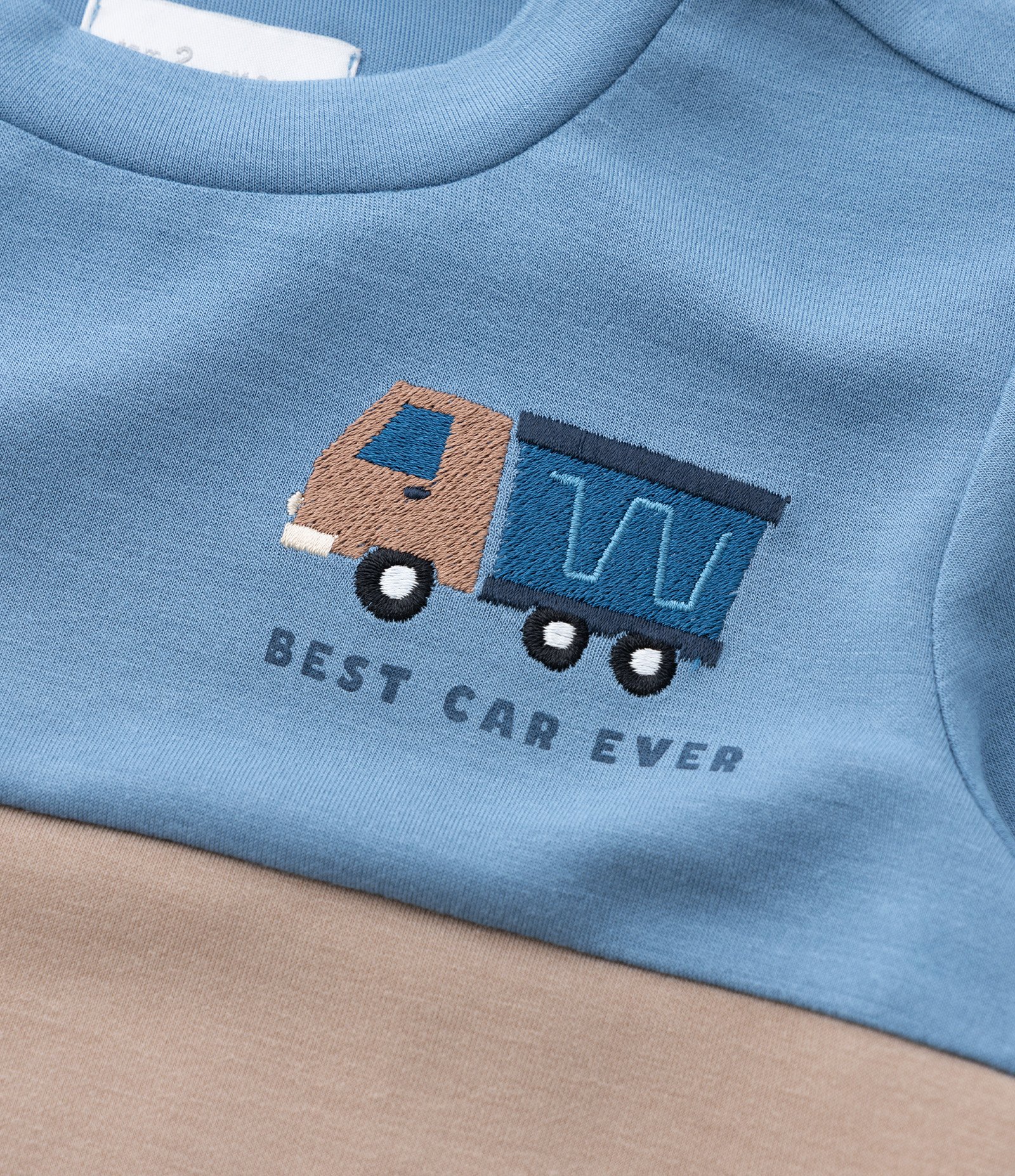 Blusao Infantil em Modal com Estampa Bloco de Cor e Bordado - Tam 1 a 6 Anos Azul Escuro/Marrom/Azul Claro 5