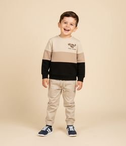 Blusao Infantil em Modal com Estampa Bloco de Cor e Bordado - Tam 1 a 6 Anos