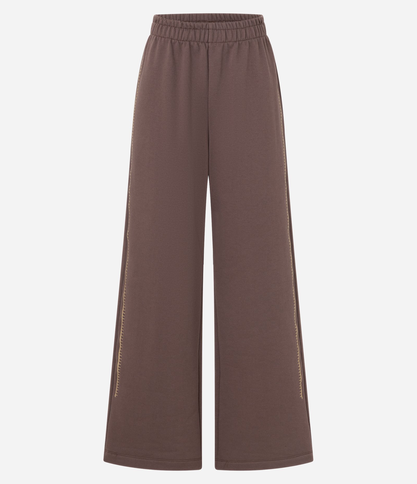 Calça em Moletom com Forro Fleece e Bordado Lateral Marrom 5