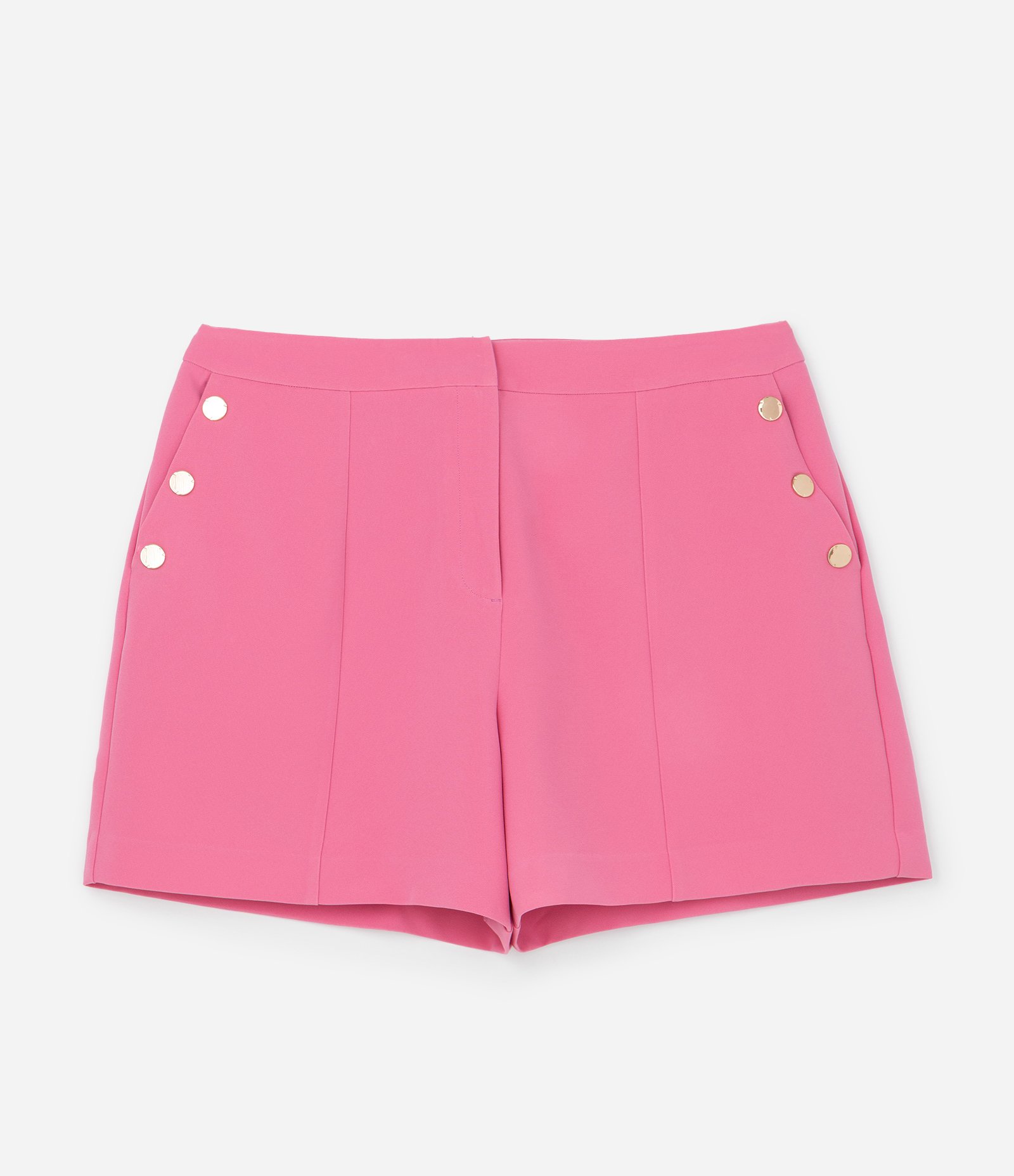 Bermuda em Crepe com Detalhe de Botões nos Bolsos Curve & Plus Size Rosa 4