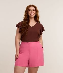 Bermuda em Crepe com Detalhe de Botões nos Bolsos Curve & Plus Size