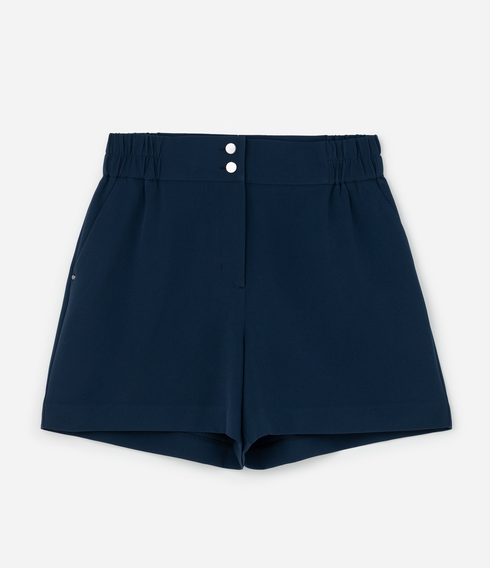 Short Alfaiataria com Elástico e Dois Botões no Cós Curve & Plus Size Azul Marinho 5