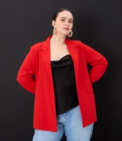 Blazer Alongado em Crepe Manga Puxadinha Curve & Plus Size
