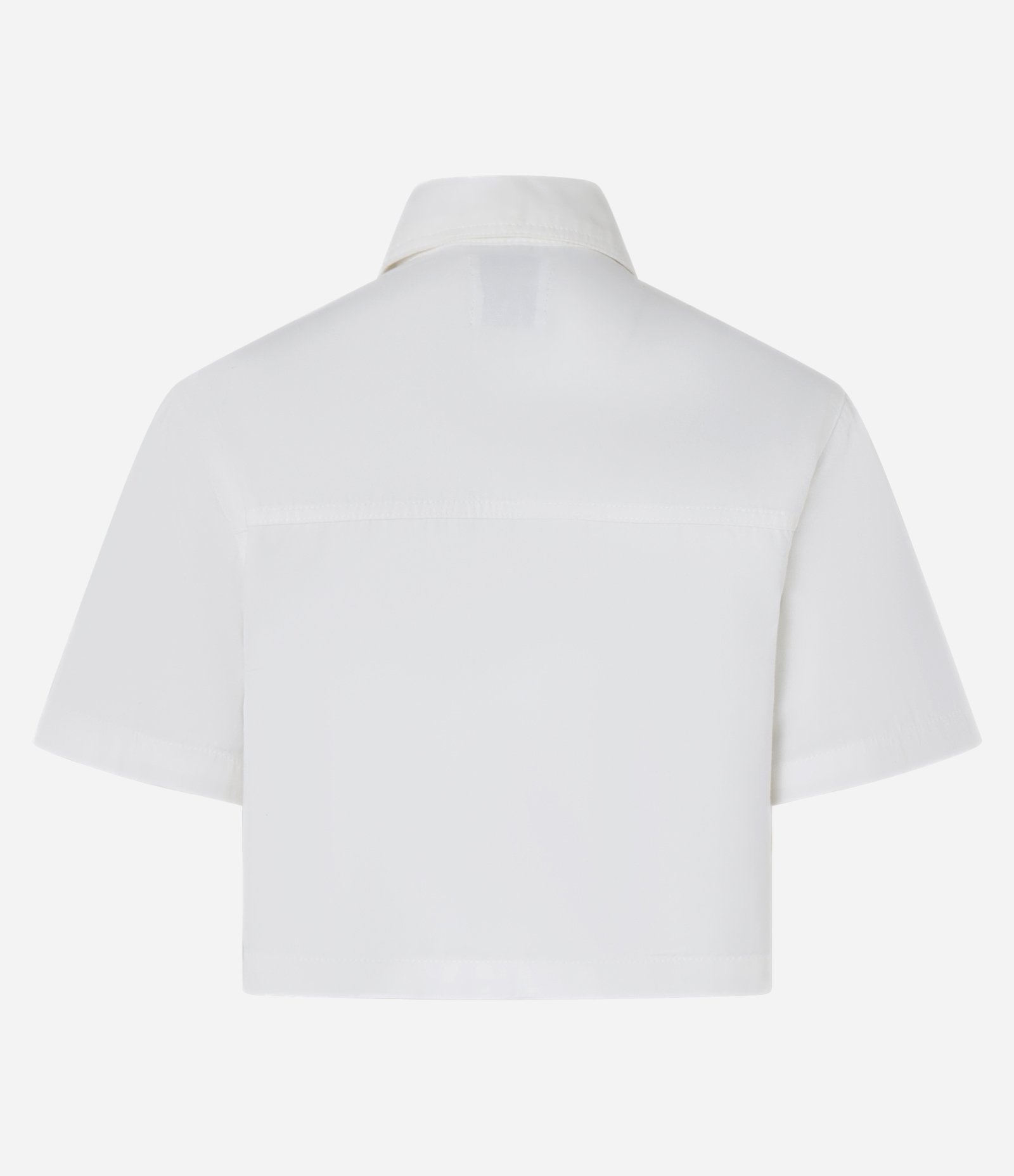 Camisa Curta em Sarja com Bolsos Frontais Branco 6