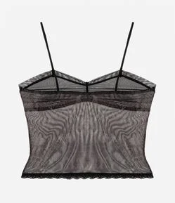 Camisete sem Bojo em Tule com Estampa Animal Print Cobra