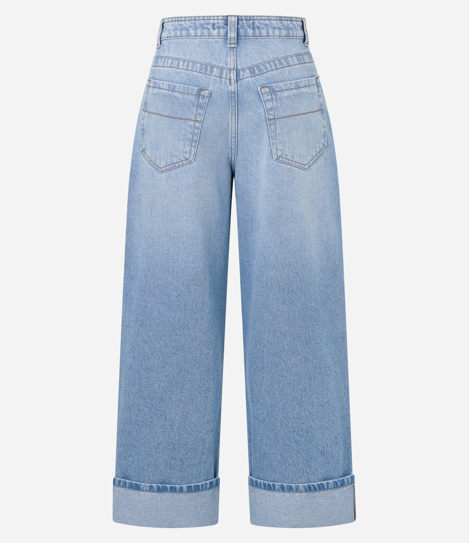 Calça Slouchy em Jeans com Cintura Alta e Barra Dobrada Azul 5