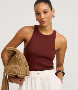 Blusa Básica Regular em Ribana de Algodão