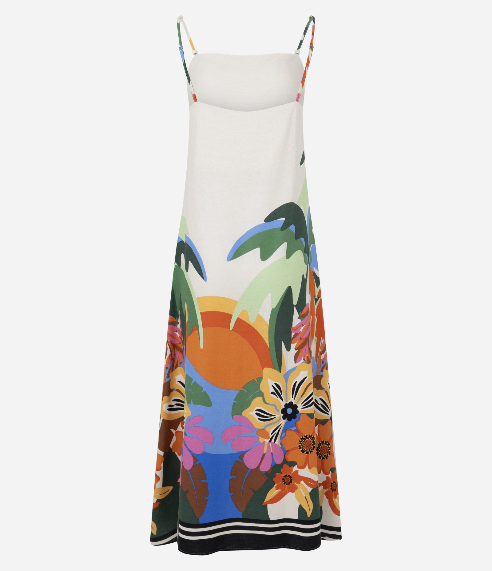 Vestido Midi em Viscolinho Estampada de Tucano Tropical Off White 6