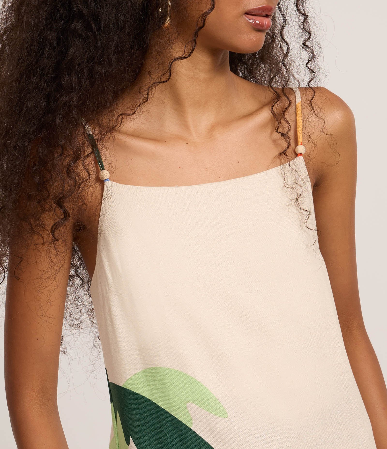 Vestido Midi em Viscolinho Estampada de Tucano Tropical Off White 3