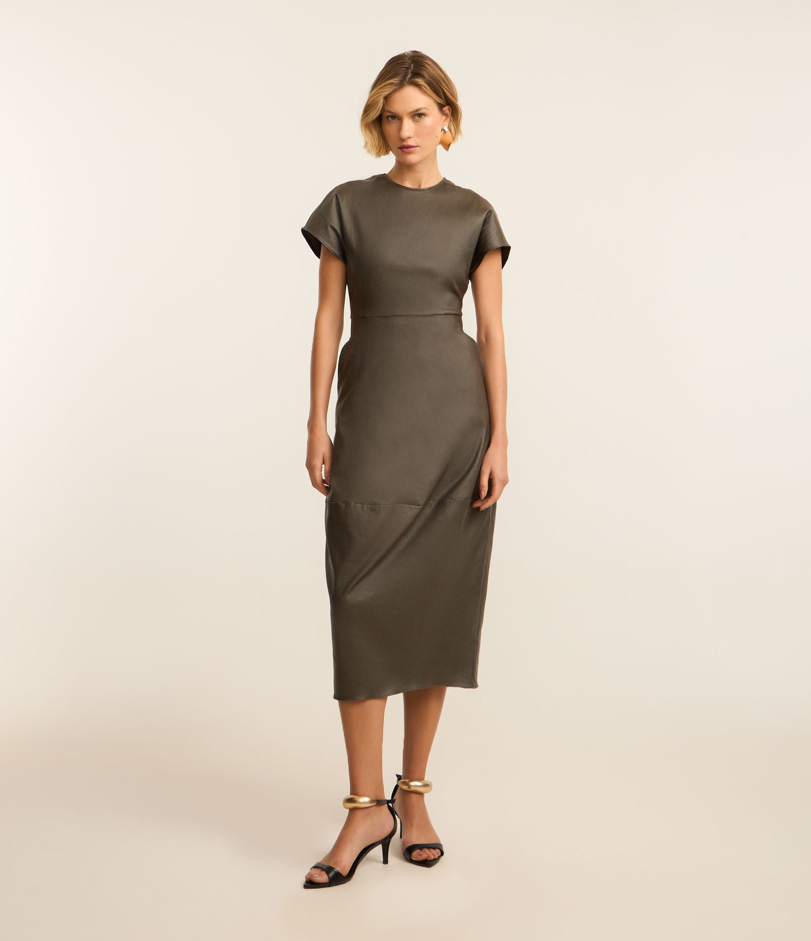 Vestido Midi em Bengaline e Bolsos Laterais Verde 1