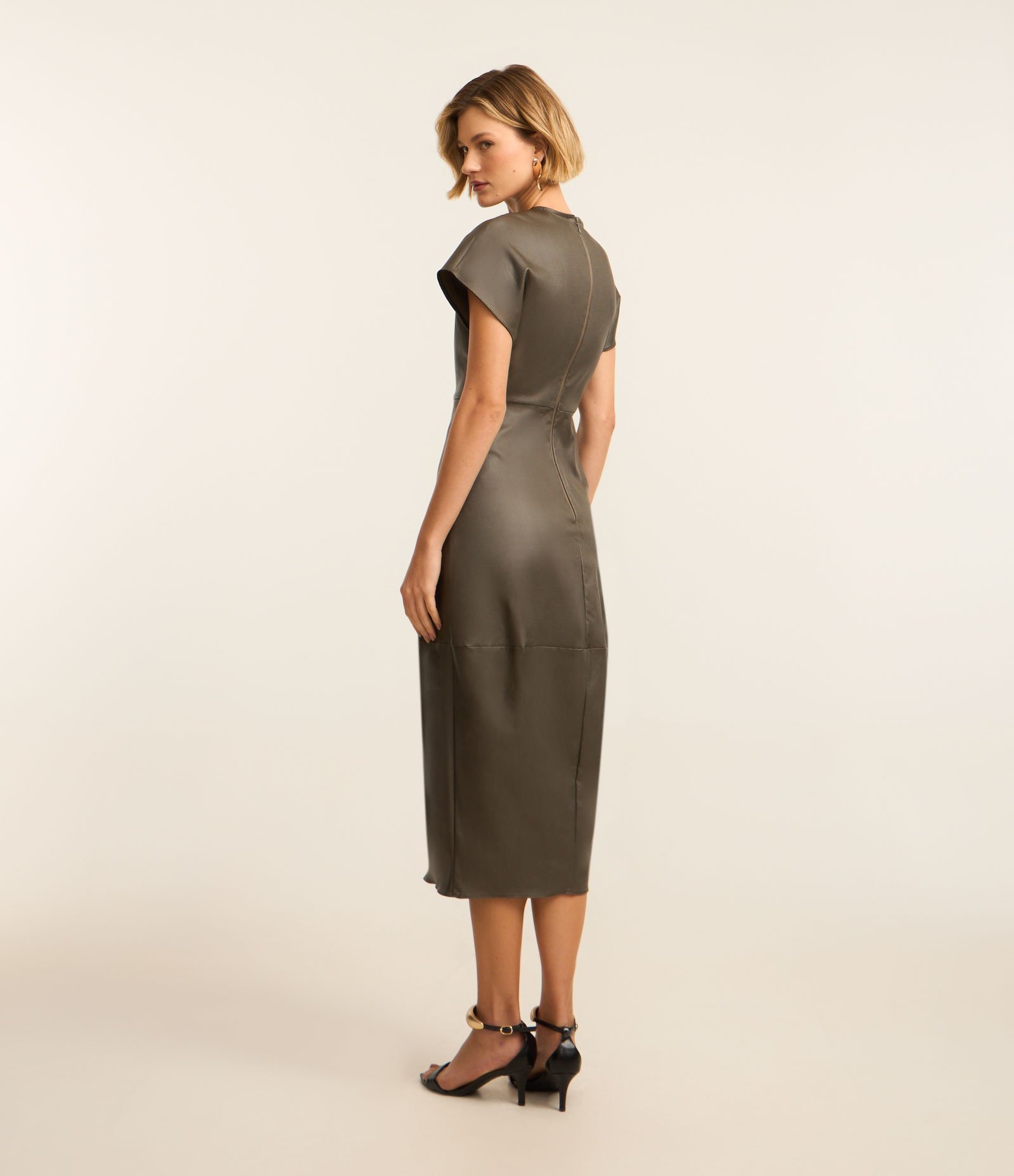 Vestido Midi em Bengaline e Bolsos Laterais Verde 2