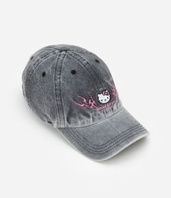 Boné em Sarja Estonado com Estampa da Hello Kitty