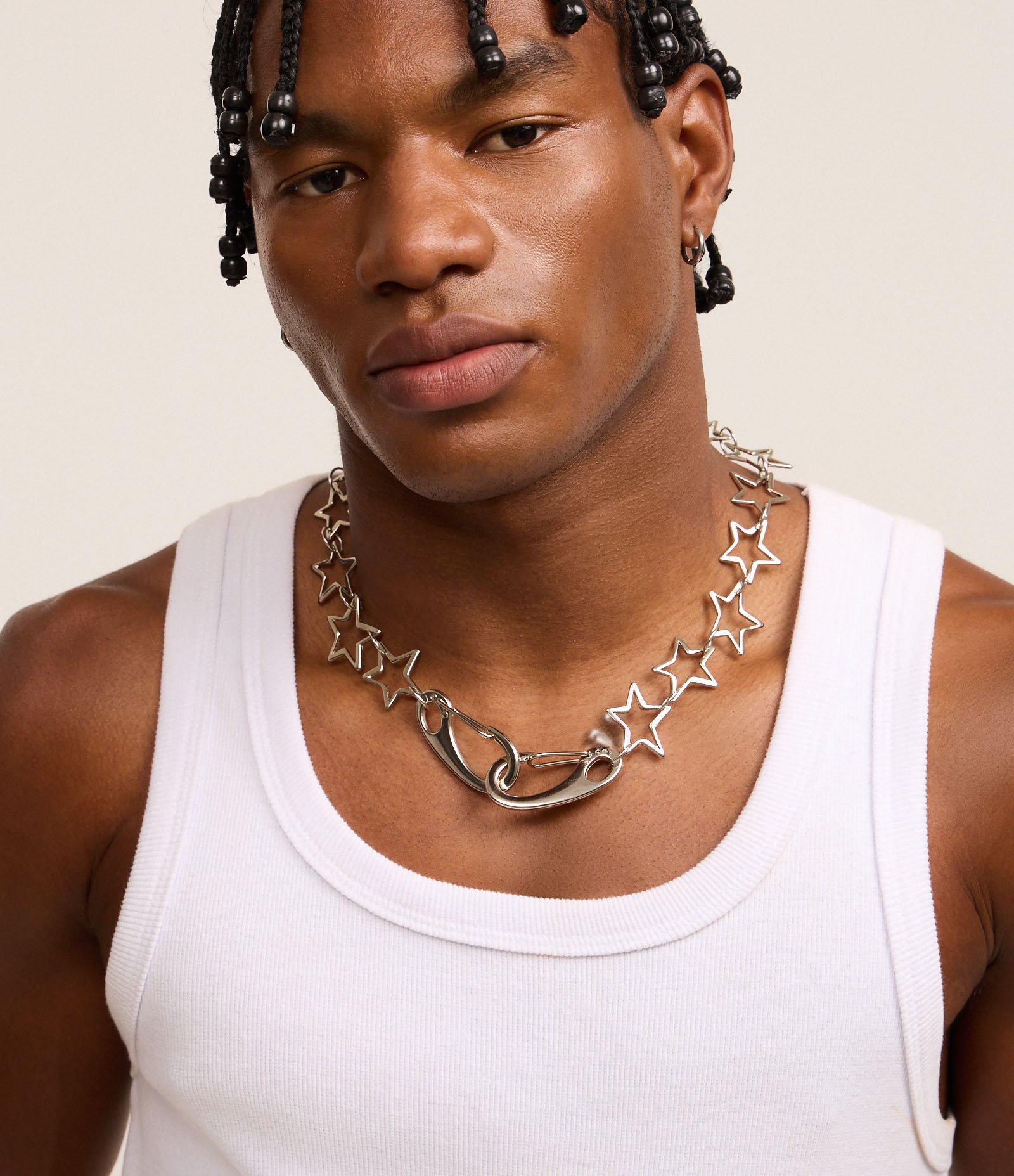 Colar em Metal de Estrelas com Mosquetão Prata 1