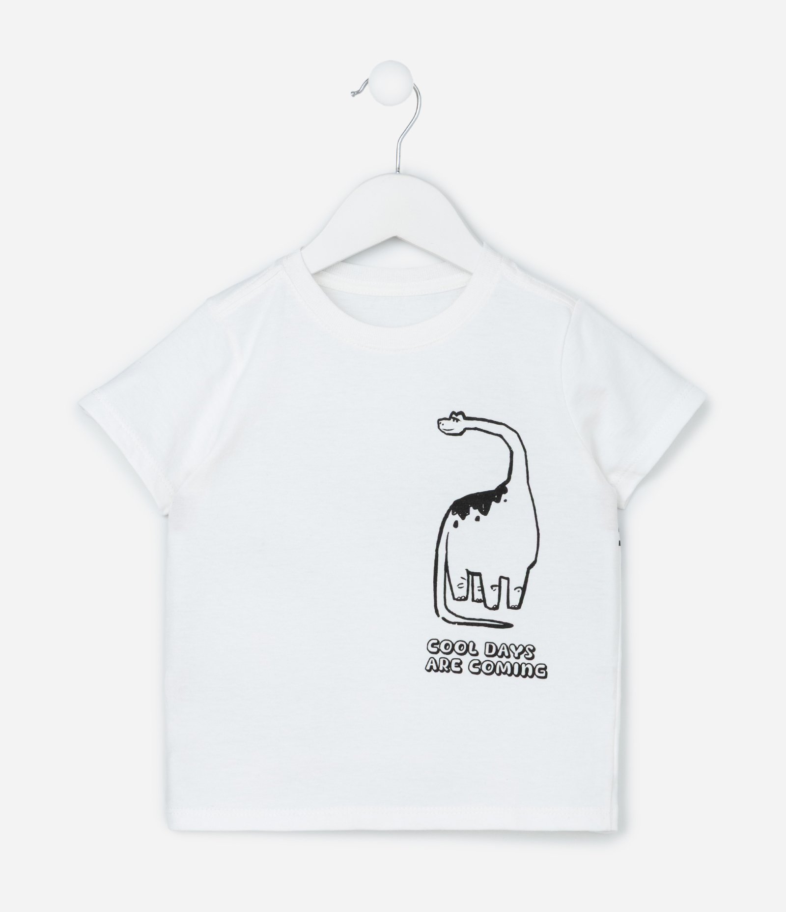 Camiseta Infantil com Estampa Frente e Costas Dinos - Tam 1 a 6 Anos Branco 2