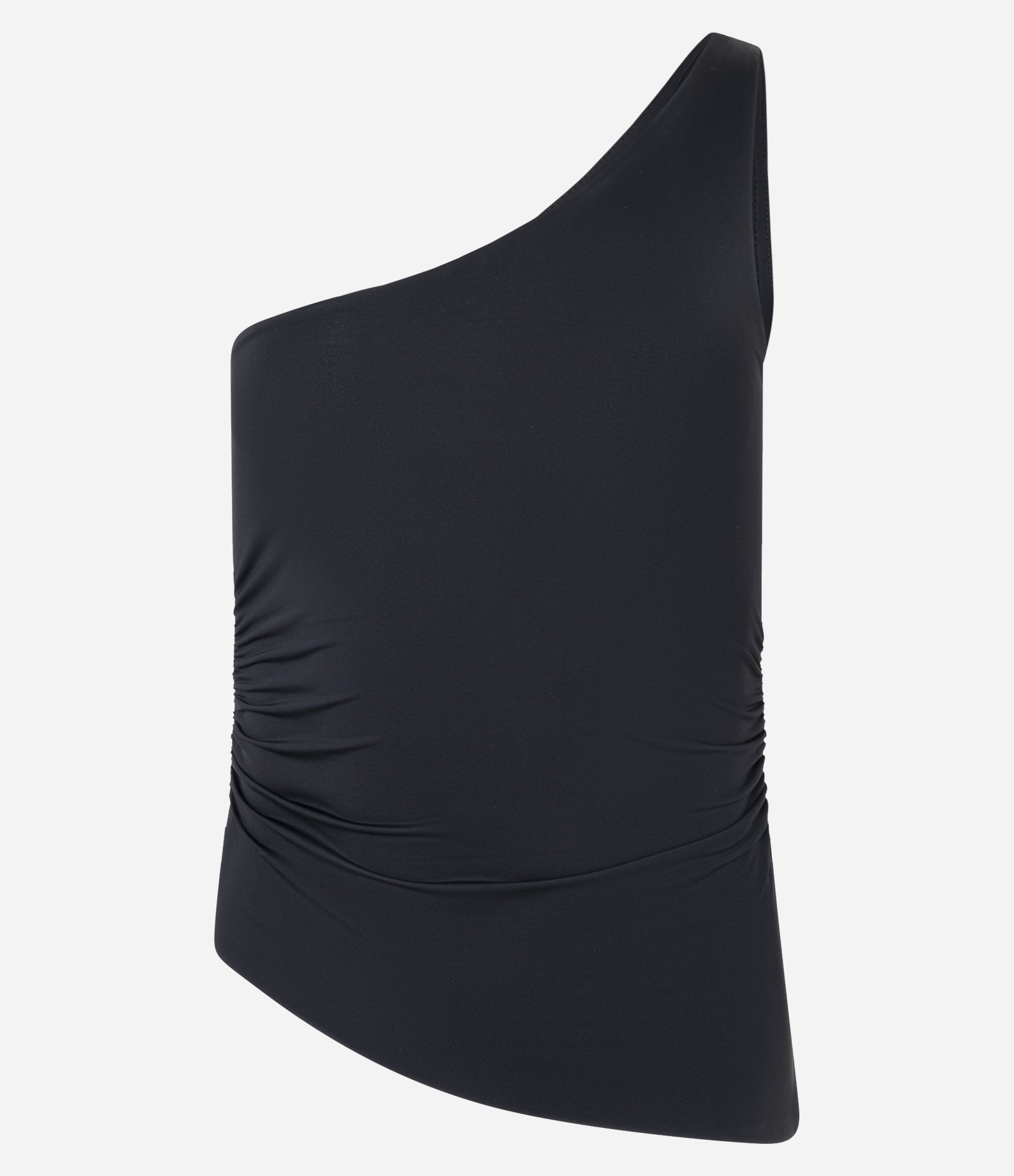 Blusa Ombro Único em Microfibra com Ponta Assimétrica Preto 1