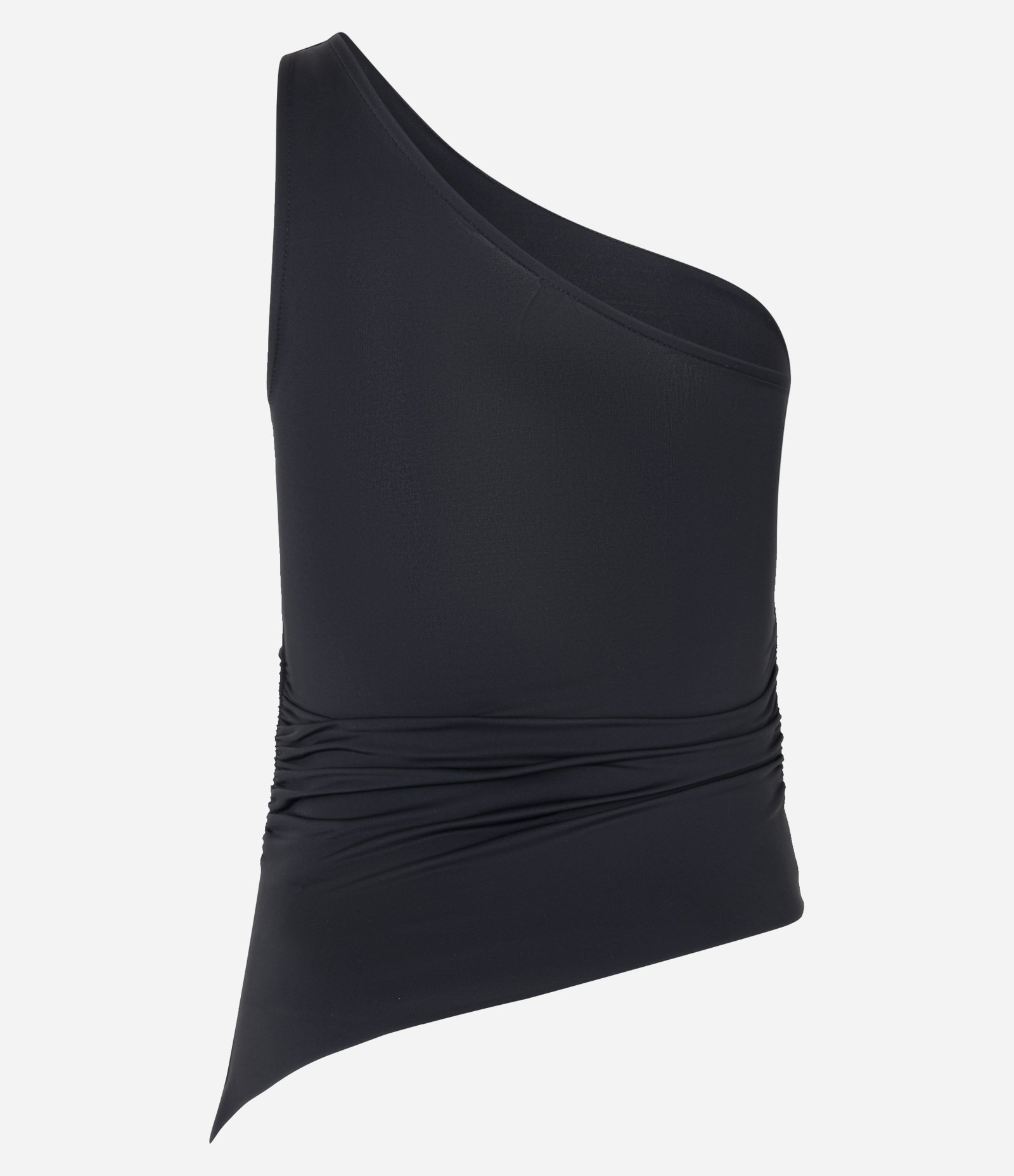 Blusa Ombro Único em Microfibra com Ponta Assimétrica Preto 2