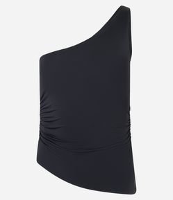 Blusa Ombro Único em Microfibra com Ponta Assimétrica