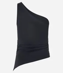 Blusa Ombro Único em Microfibra com Ponta Assimétrica
