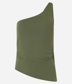 Blusa Ombro Único em Microfibra com Ponta Assimétrica