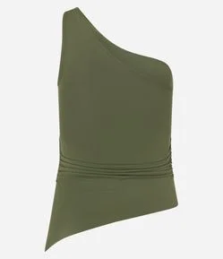 Blusa Ombro Único em Microfibra com Ponta Assimétrica