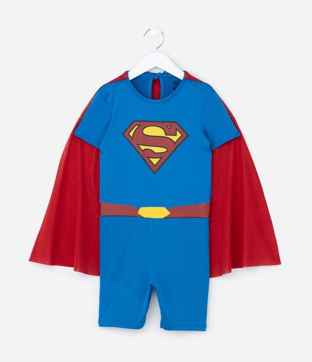 Macacão Infantil com Estampa Super-Homem com Capa - Tam 3 a 8 Anos