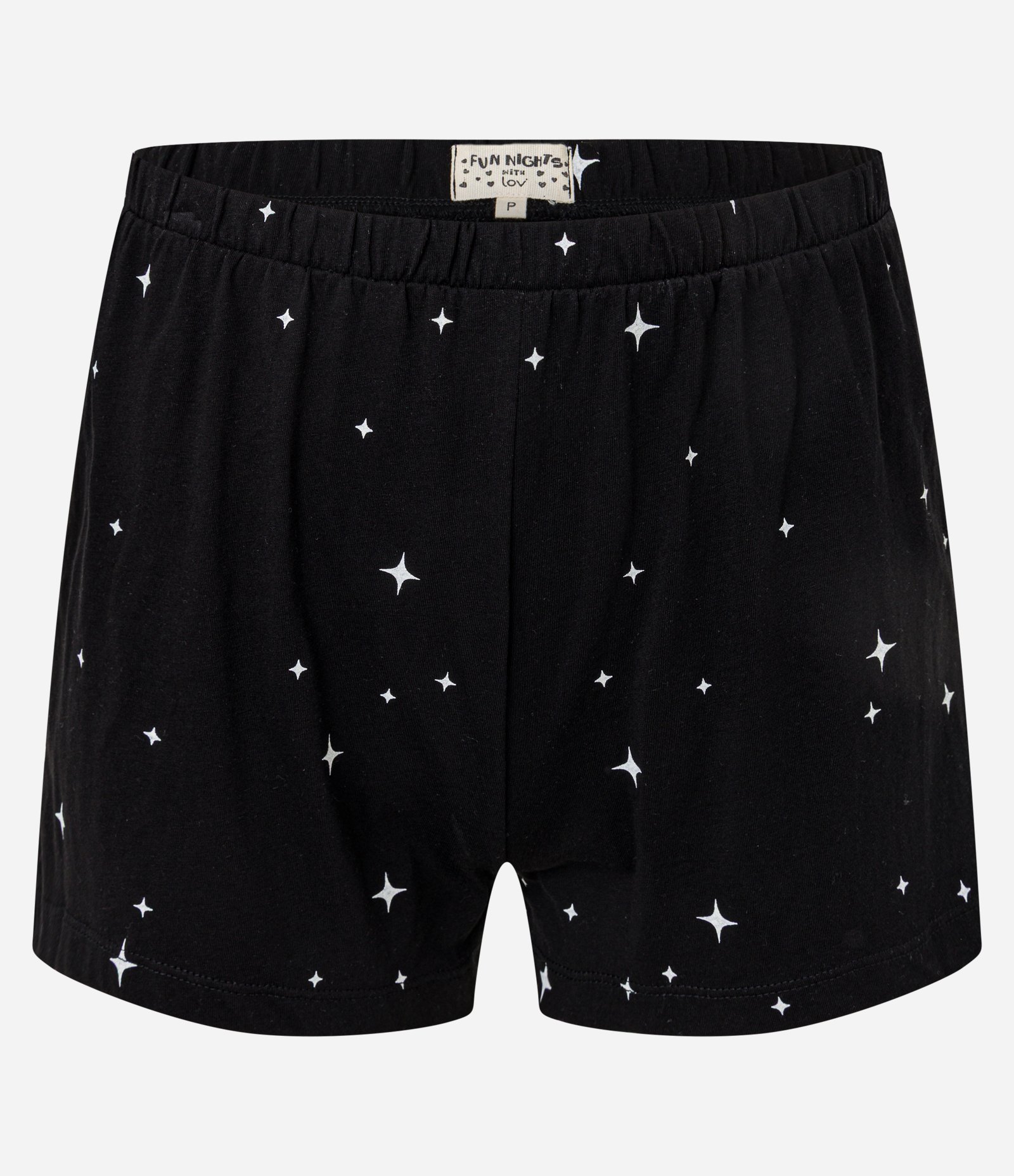 Pijama Short Doll em Algodão com Estampa Gatinho e Brilhos Branco/Preto 3