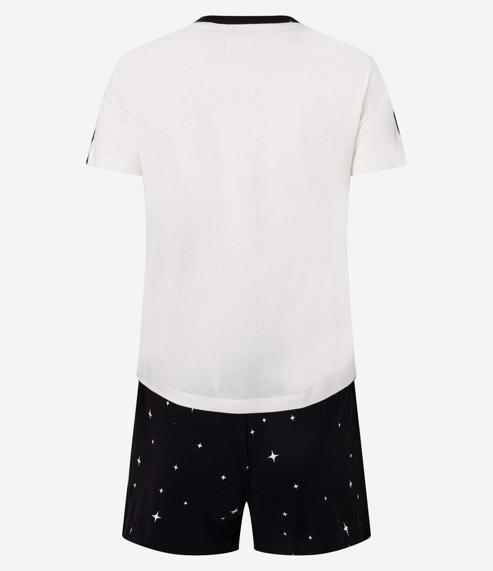 Pijama Short Doll em Algodão com Estampa Gatinho e Brilhos Branco/Preto 4