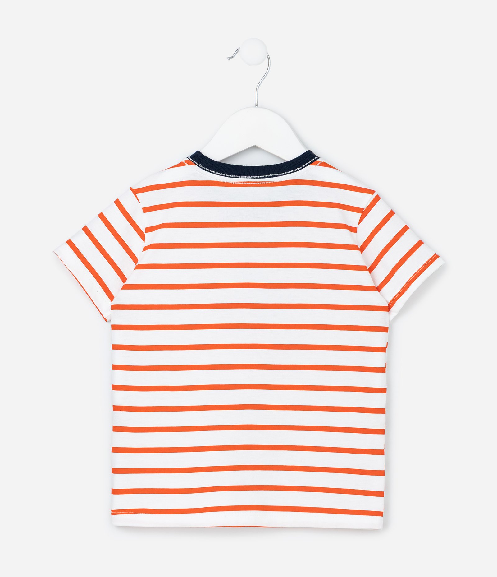 Camiseta Infantil com Listras e Estampa do Spidey - Tam 2 a 6 Anos Branco/Laranja 2