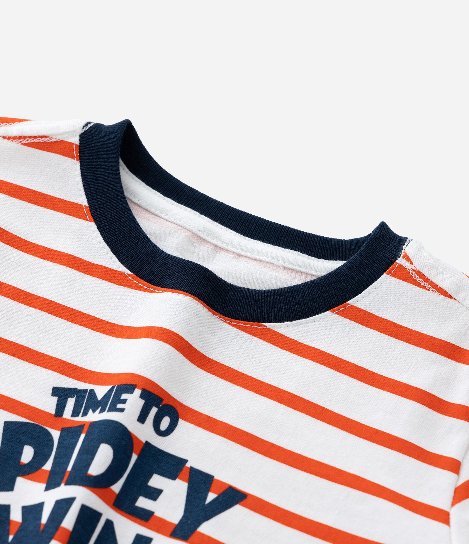 Camiseta Infantil com Listras e Estampa do Spidey - Tam 2 a 6 Anos Branco/Laranja 4