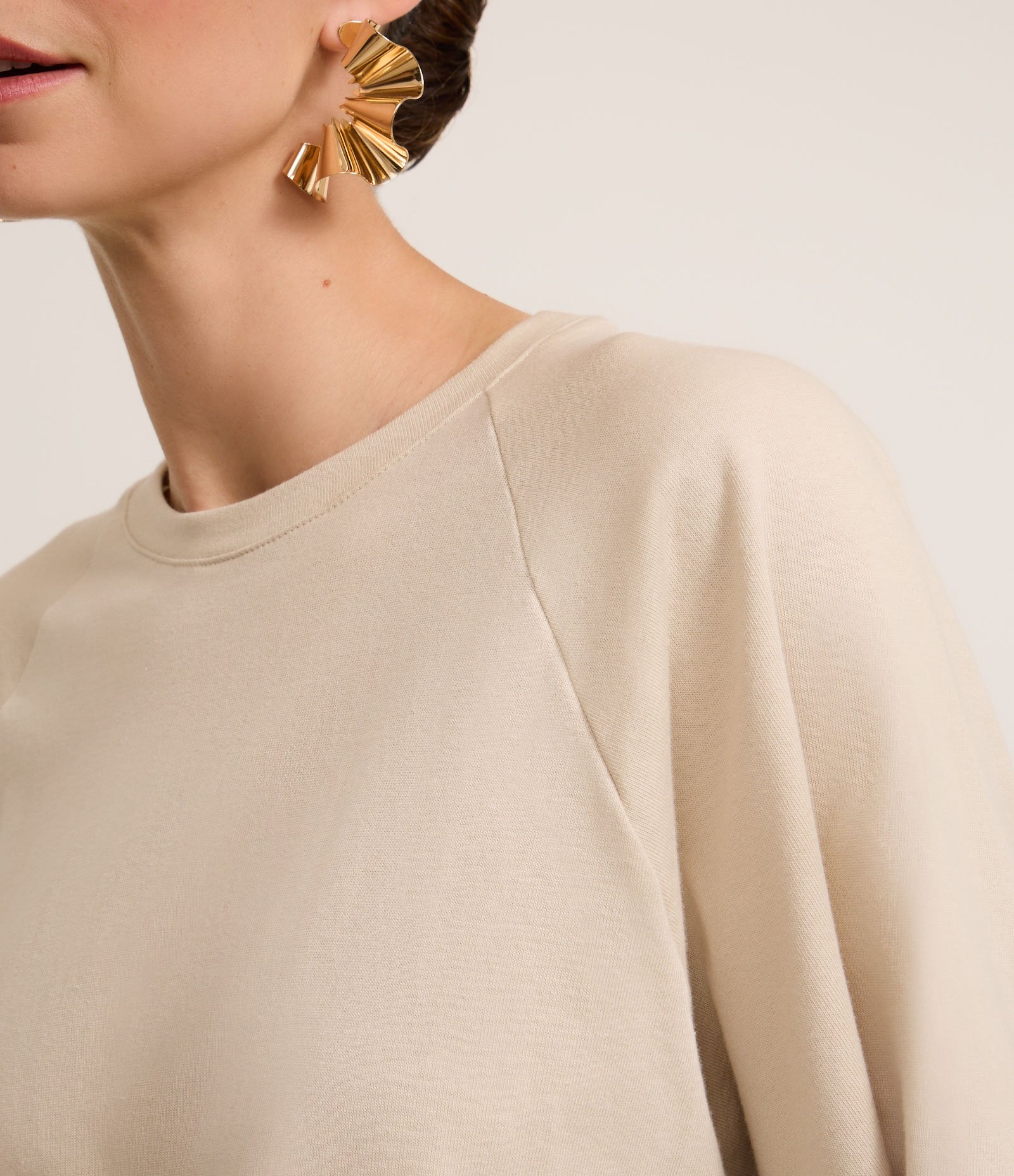 Blusa em Algodão com Manga Ampla Bege 3