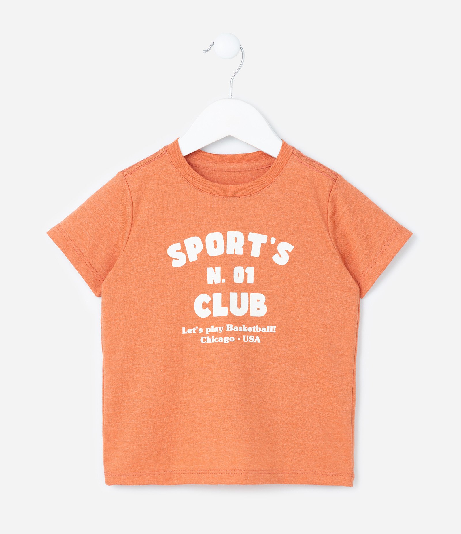 Camiseta Infantil com Lettering Sports Club - Tam 1 a 6 Anos Laranja 1