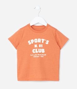 Camiseta Infantil com Lettering Sports Club - Tam 1 a 6 Anos