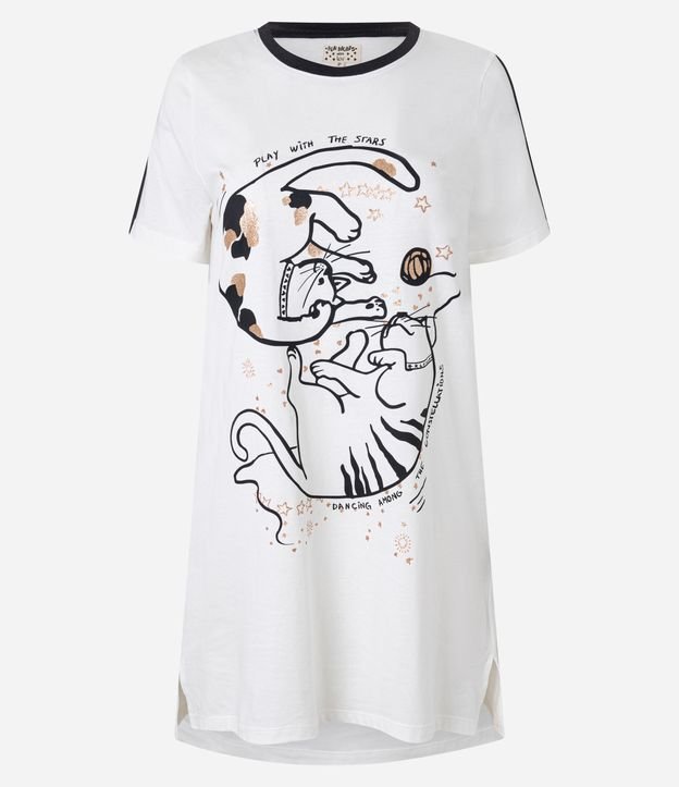 Camisola em Algodão com Estampa de Gatinhos