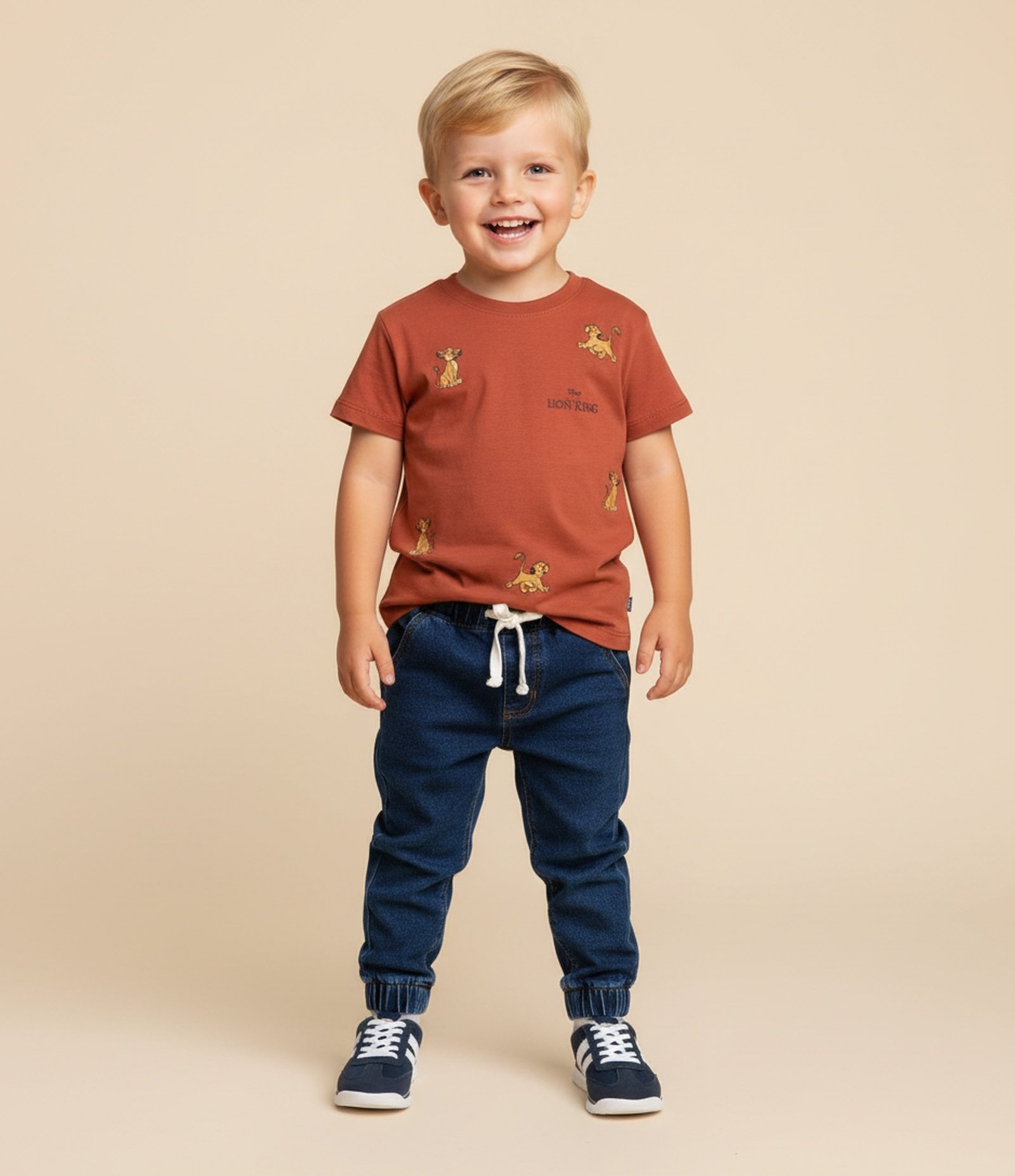 Camiseta Relaxed Infantil Estampa Rei Leão - Tam 2 a 6 Anos Marrom 1