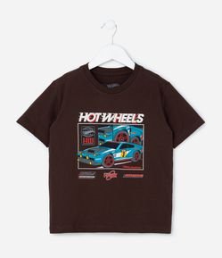Camiseta Comfort Infantil com Estampa Hot Wheels - Tam 4 a 12 Anos