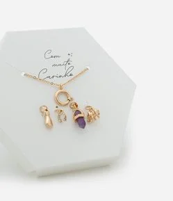 Colar Curto com 04 Trocas de Pingentes Follheado