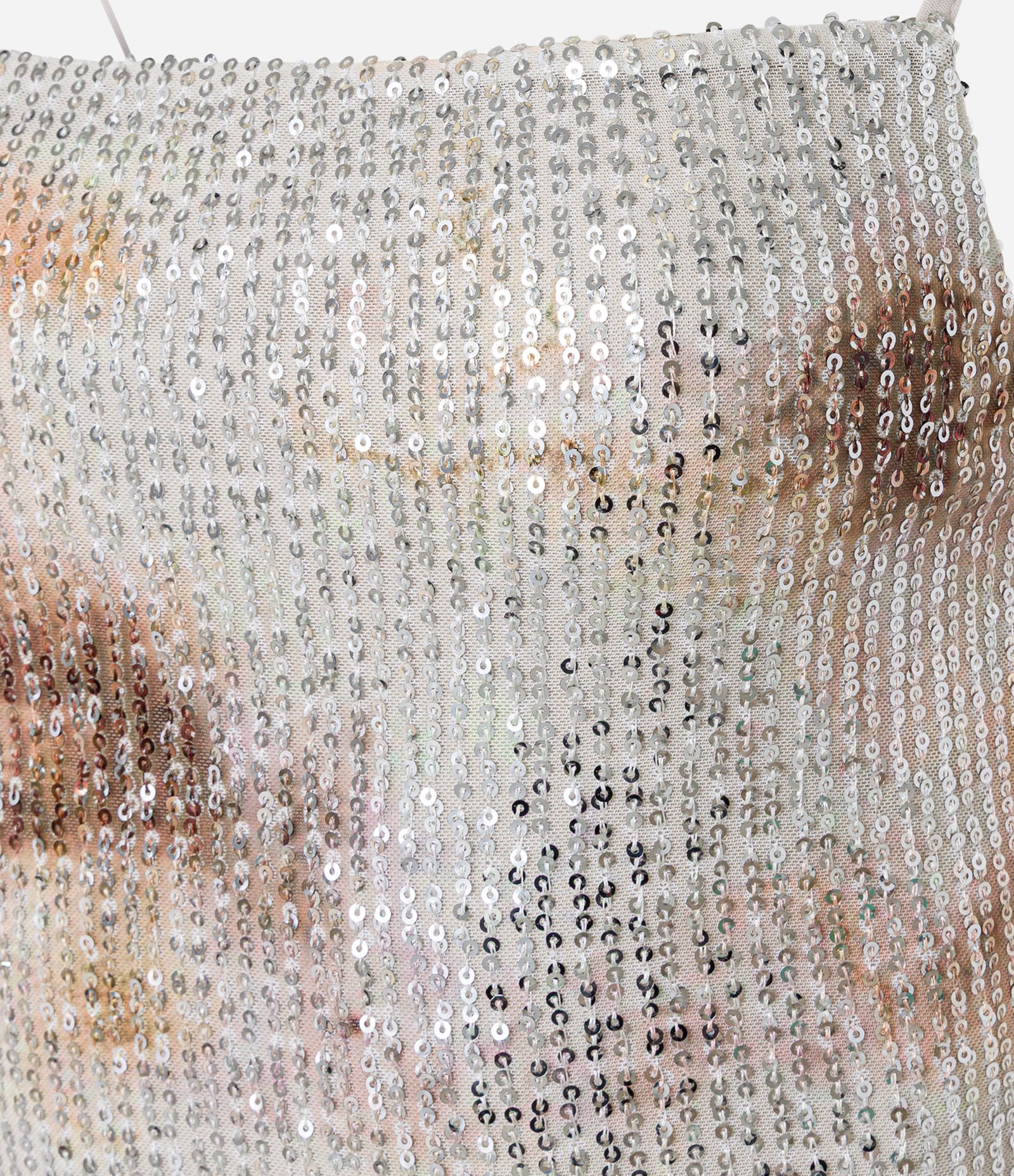 Vestido Long Midi em Paetê com Estampa Manchada Prata 2