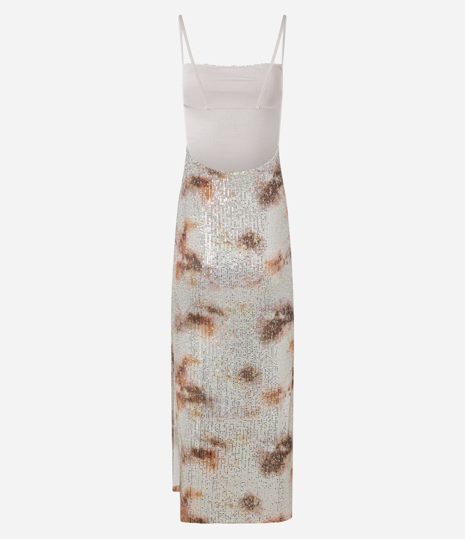 Vestido Long Midi em Paetê com Estampa Manchada Prata 3