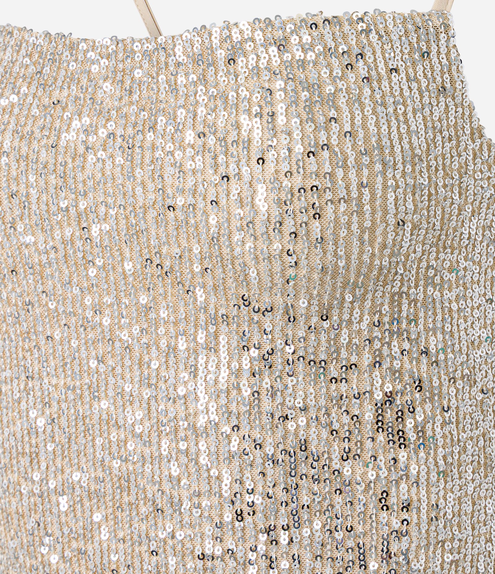 Vestido Long Midi em Paetê com Alça Fina Dourado 3