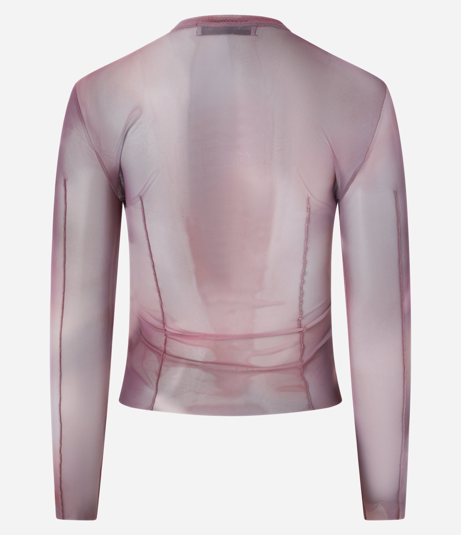 Blusa em Tule com Recortes e Efeito Manchada Rosa 5