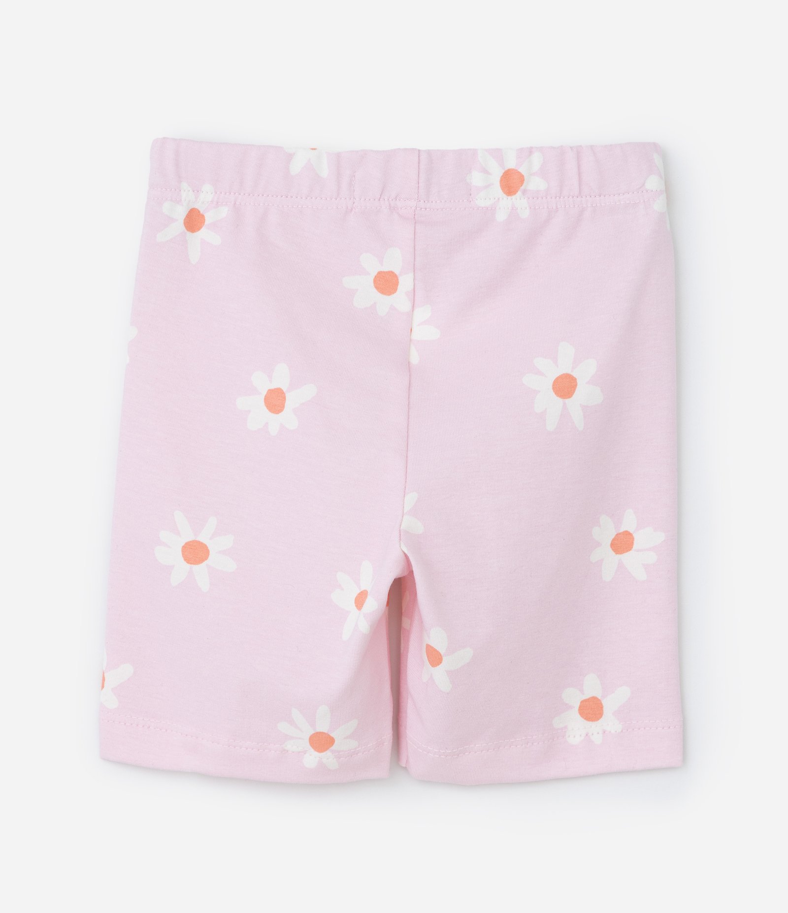 Kit 02 Bermudas Ciclista Infantis com Estampa Margaridas - Tam 1 a 6 Anos Laranja/Rosa 5