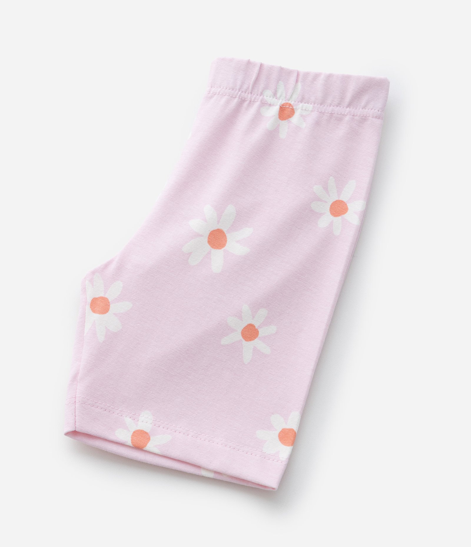 Kit 02 Bermudas Ciclista Infantis com Estampa Margaridas - Tam 1 a 6 Anos Laranja/Rosa 6