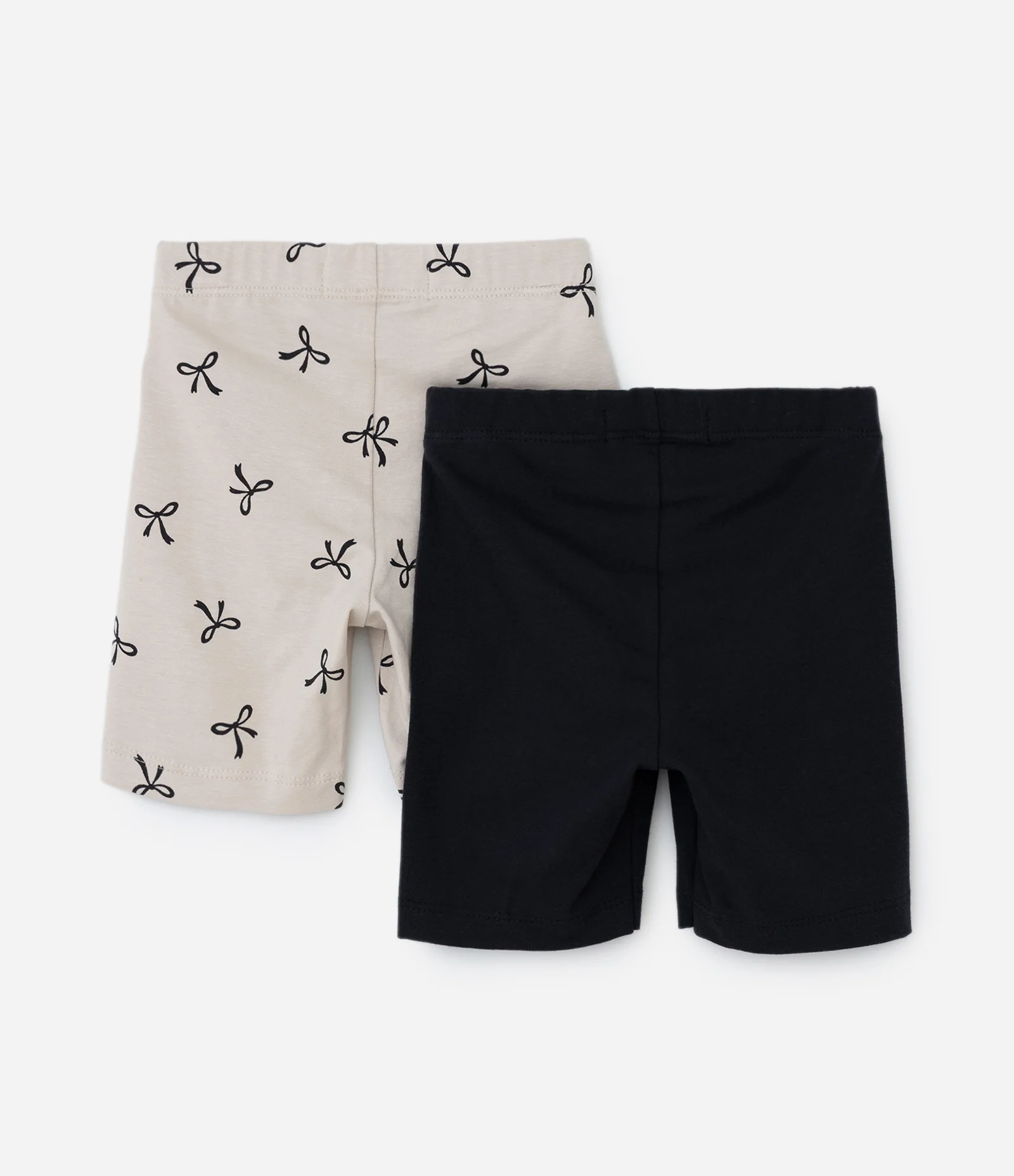 Kit 02 Bermudas Ciclista Infantis com Estampa Laços - Tam 1 a 6 Anos Bege/Preto 2