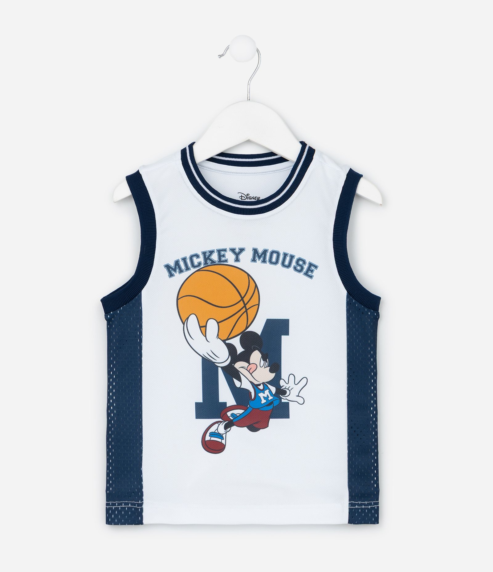Regata Infantil de Basquete em Microfibra Mickey Mouse - Tam 1 a 6 Anos Branco 1