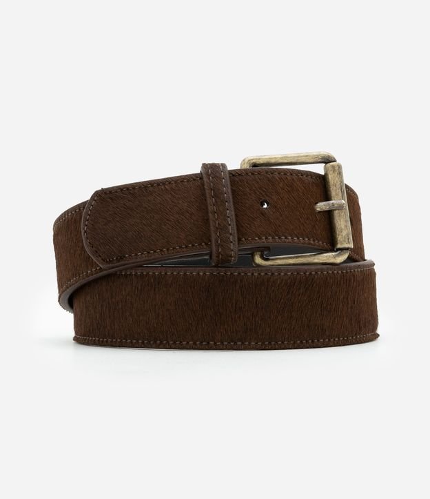 Cinto Médio em Couro com Fivela Quadrada