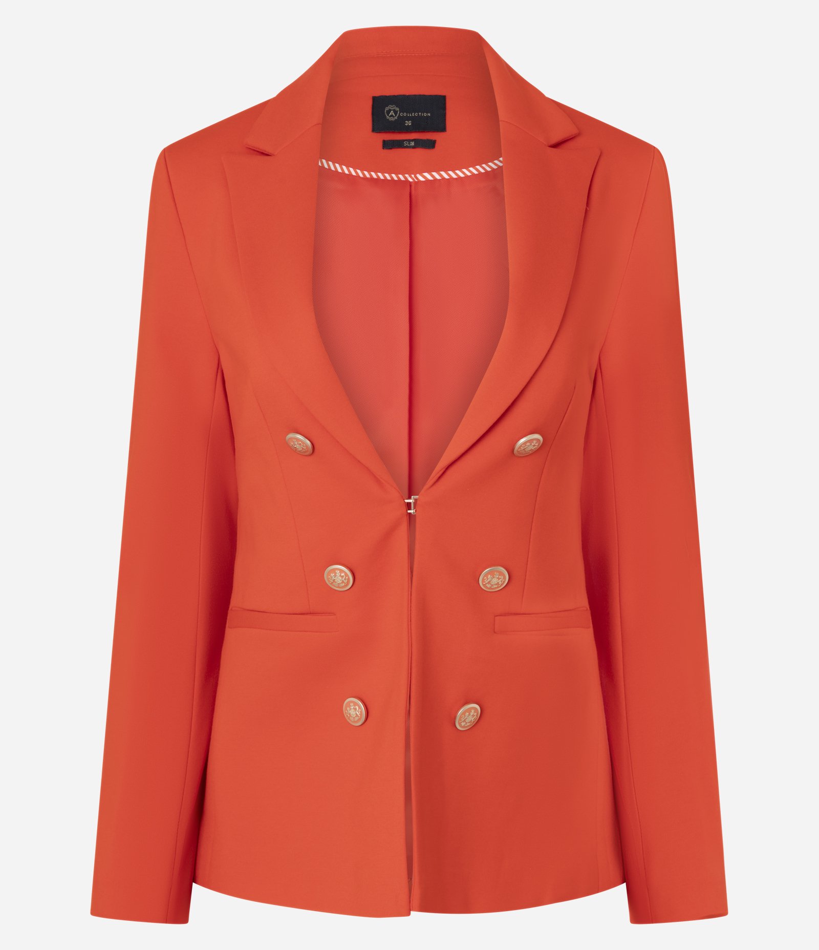 Blazer Alfaiatado em Ponto Roma com Botões Brasão Laranja 1