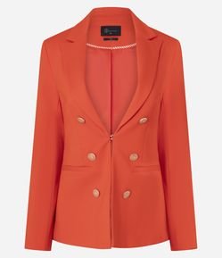 Blazer Alfaiatado em Ponto Roma com Botões Brasão