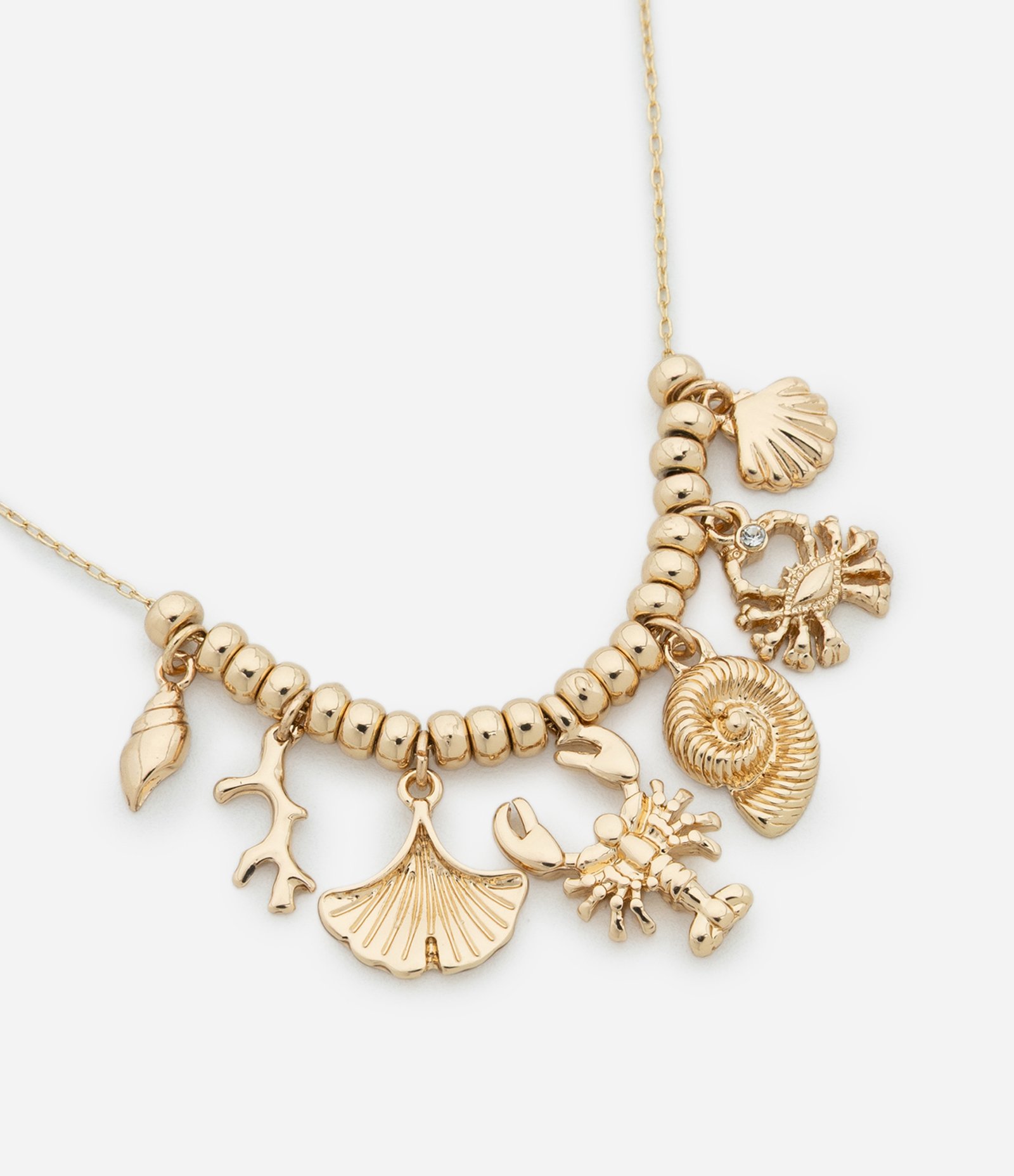 Colar Curto com Pingentes Fundo do Mar Dourado 2